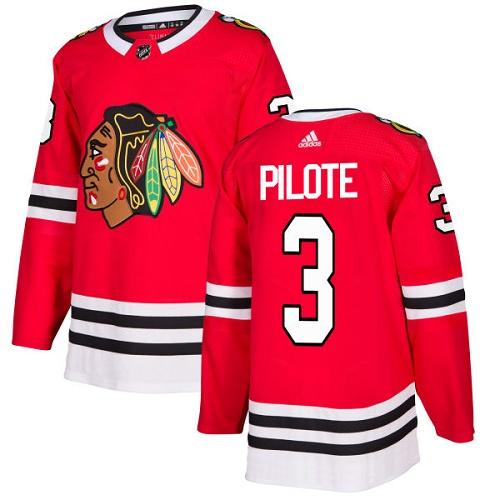 Adidas Men Chicago Blackhawks #3 Pierre Pilote Red Home Authentic Stitched NHL Jersey